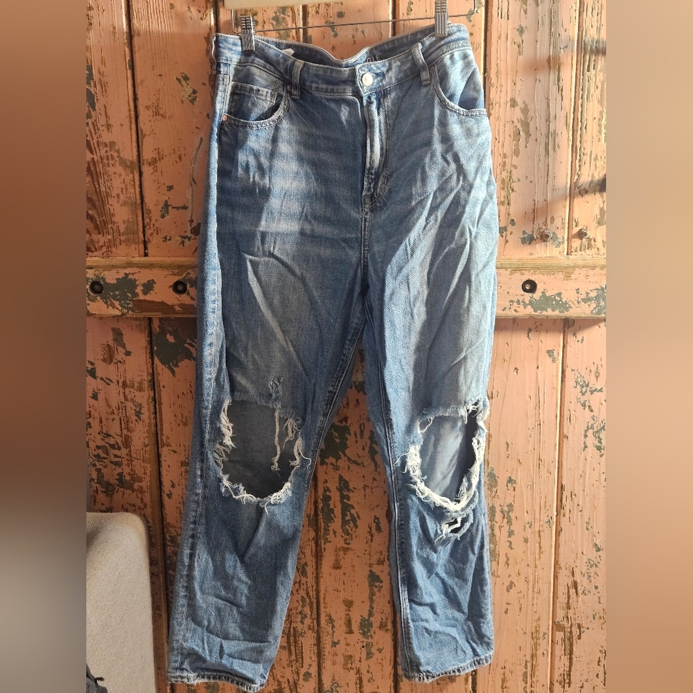 Distressed Blue Jeans
